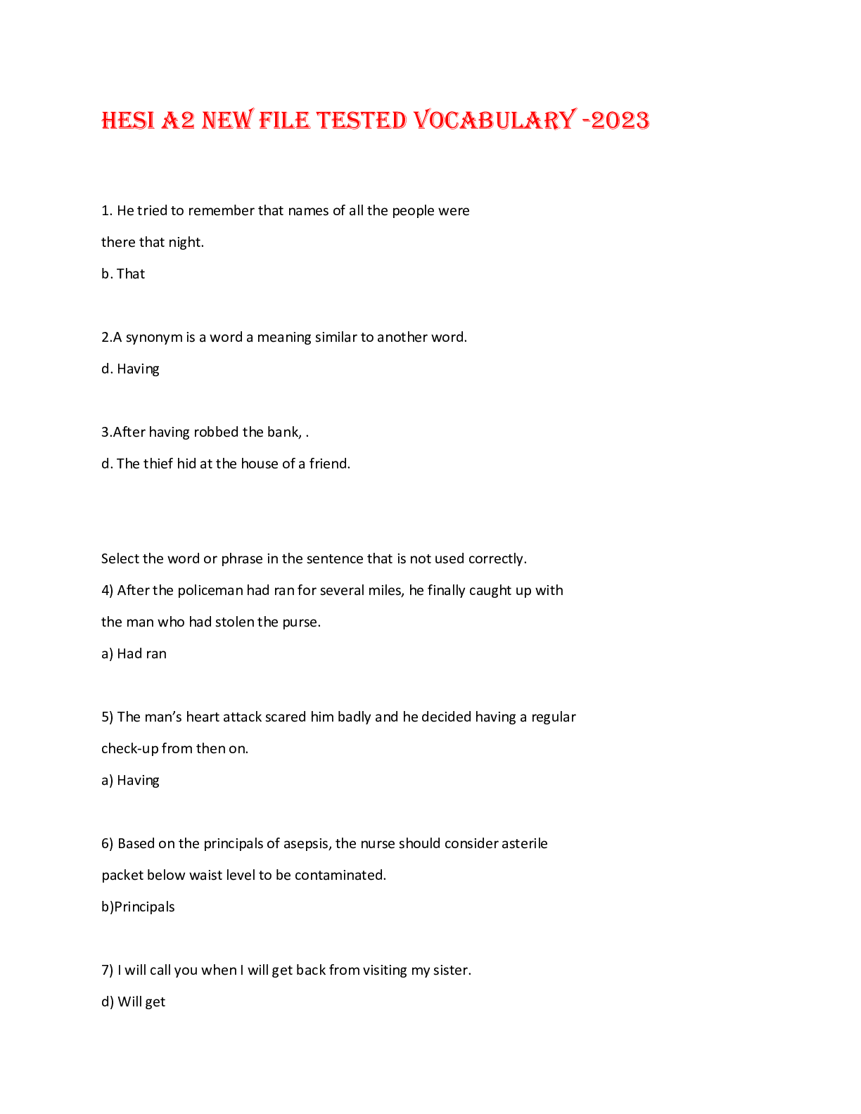 Preview image for HESI A2 NEW FILE TESTED VOCABULARY - 